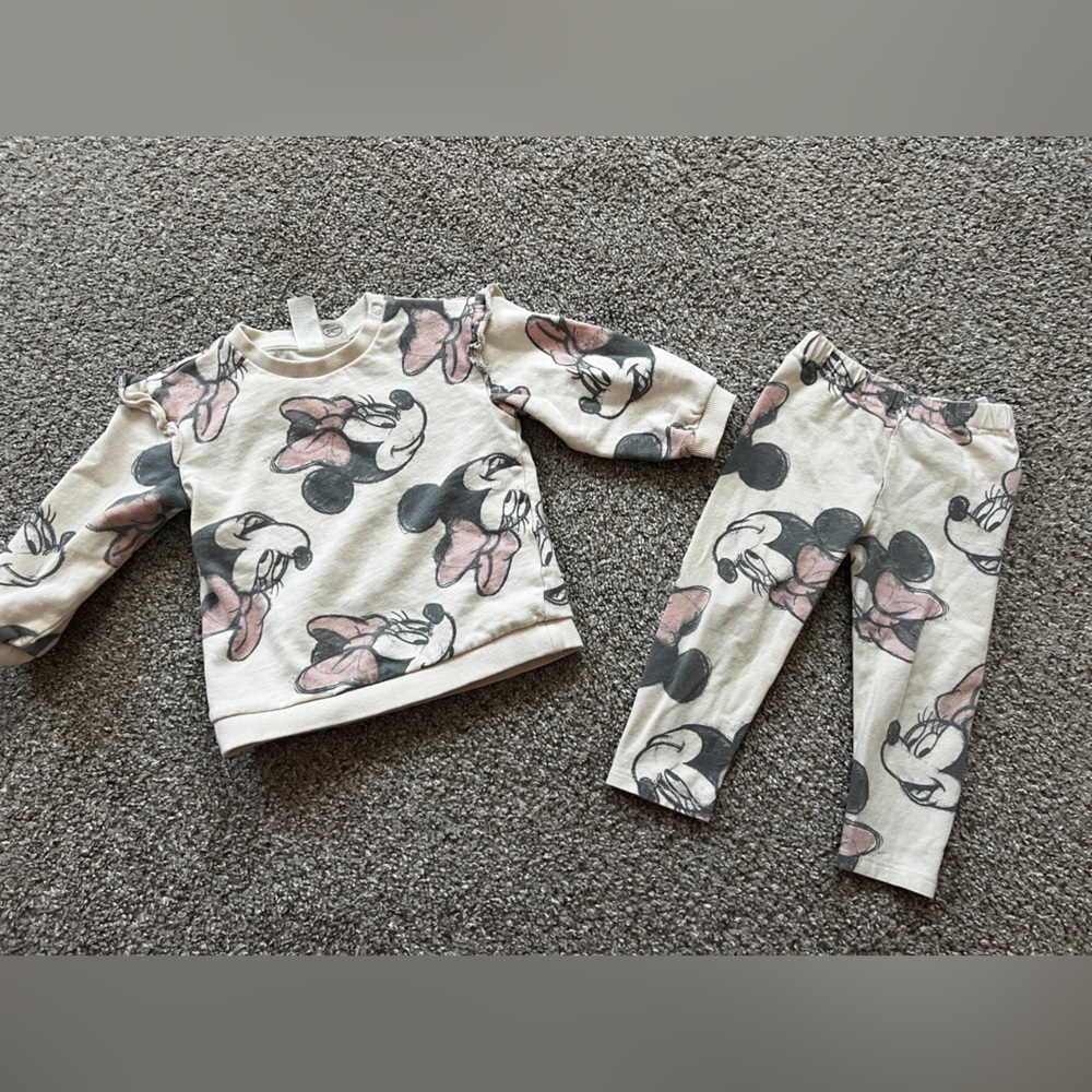 H&M Disney girls white mini mouse matching outfit set 18 months B1G1 50% off